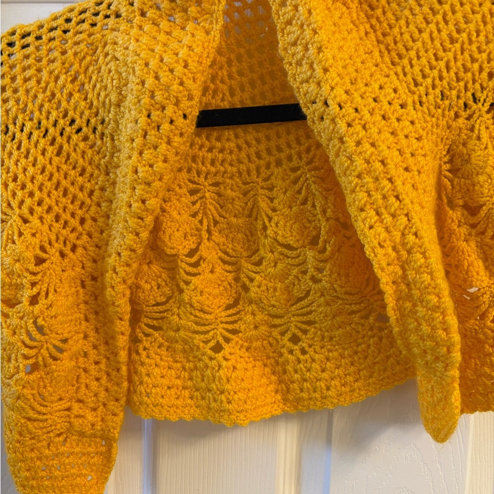 Yellow Crochet Sweater - Picture 3 of 3